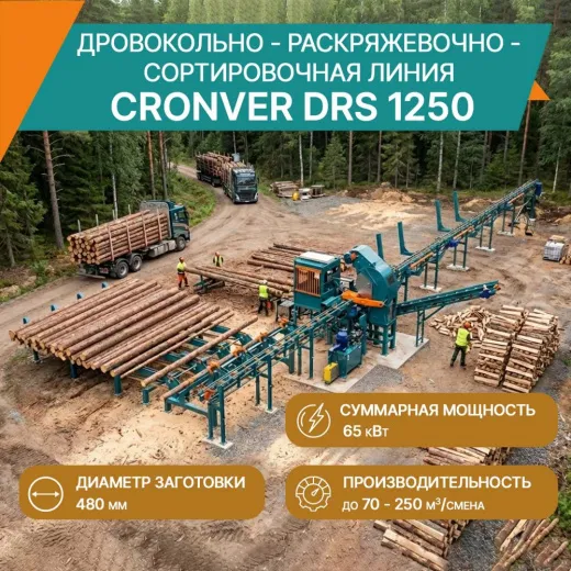 Дровокольно - раскряжевочно - сортировочная линия Cronver DRS 1250