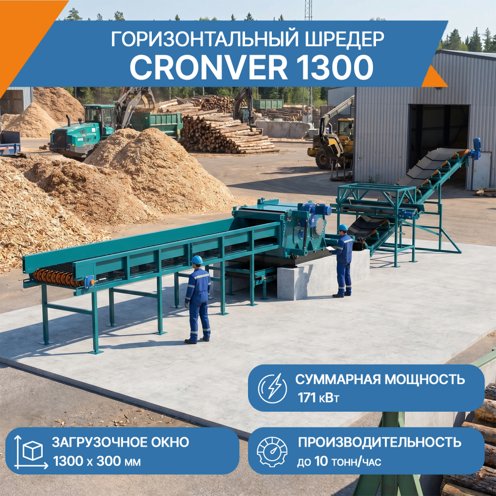 Горизонтальный шредер CRONVER GH 1300
