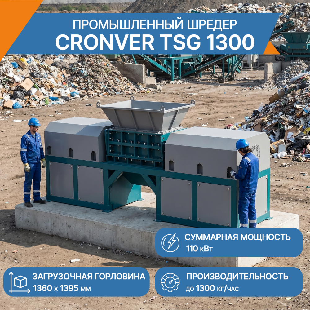 Промышленный измельчитель (шредер) CRONVER TSG 1300
